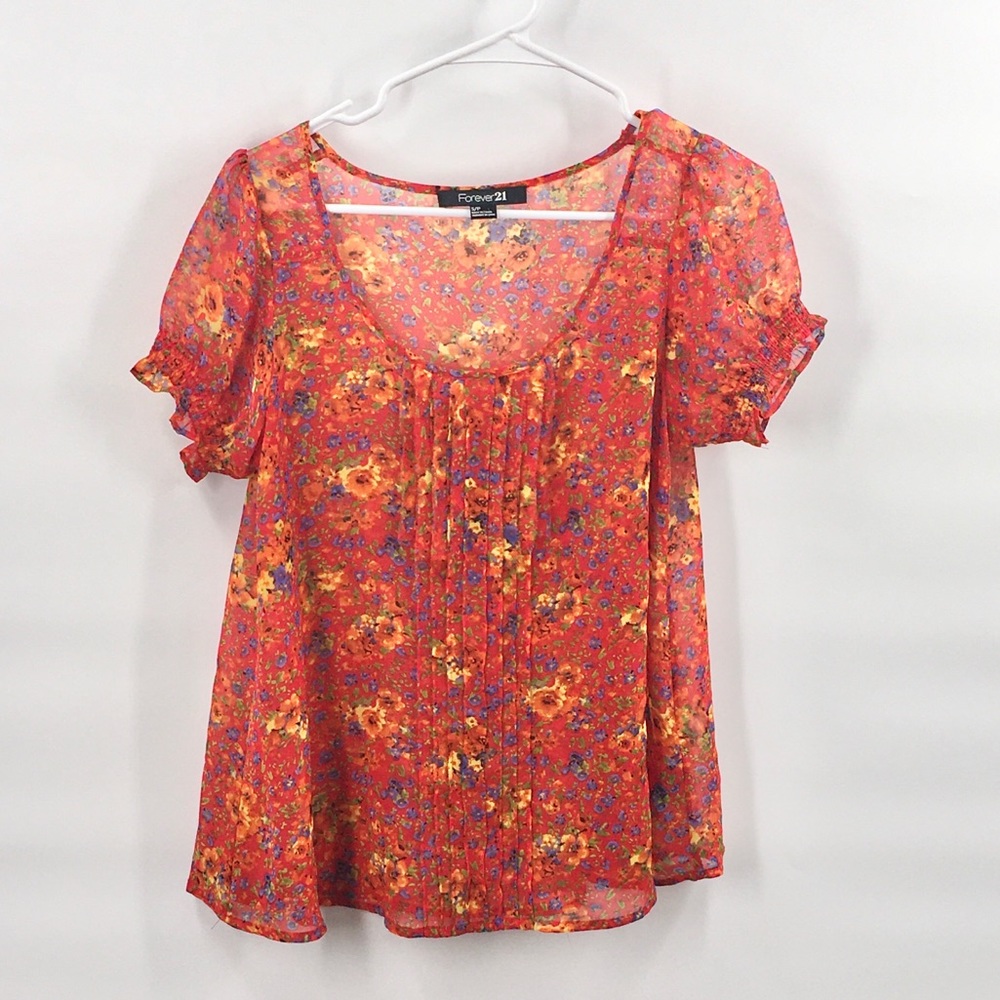 F21 Forever 21 Cap Sleeve Floral Top S